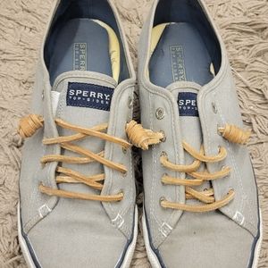 9 Sperry gray/tan shoes